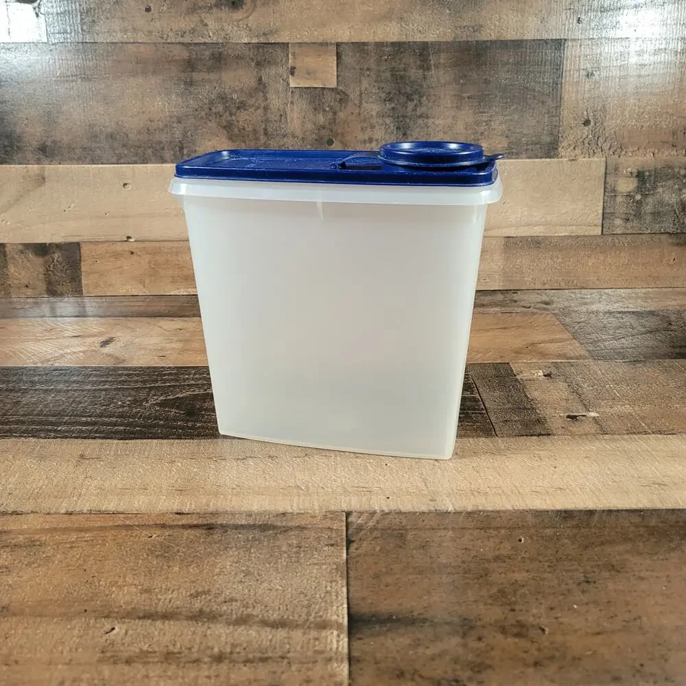 Vintage Tupperware Cereal/Coffee Keeper Canister with Blue Lid